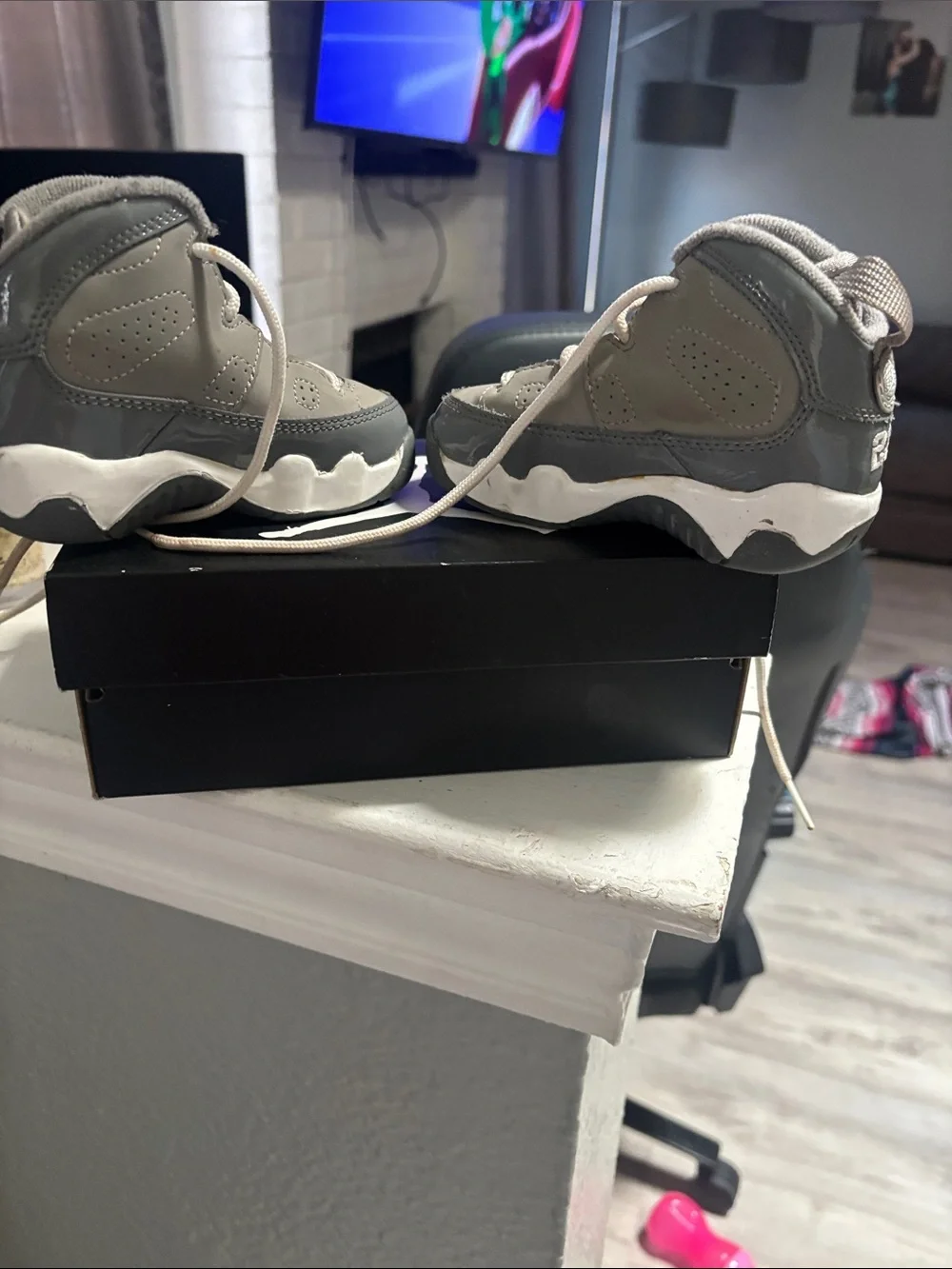 Jordan Kids Grey and White High-Top Sneaker